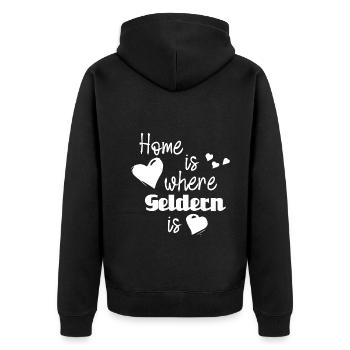 Zuhause in Geldern - Home is where Geldern is - Unisex Premium Bio Zip Hoodie - Schwarz - Hinten - Nico (187cm)