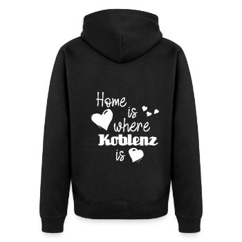 Zuhause in Koblenz - Home is where Koblenz is - Unisex Premium Bio Zip Hoodie - Schwarz - Hinten - Nico (187cm)