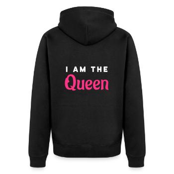I am the Queen - Unisex Premium Bio Zip Hoodie - Schwarz - Hinten - Nico (187cm)