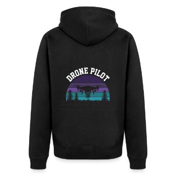 Drohnen-Pilot - Unisex Premium Bio Zip Hoodie - Schwarz - Hinten - Nico (187cm)