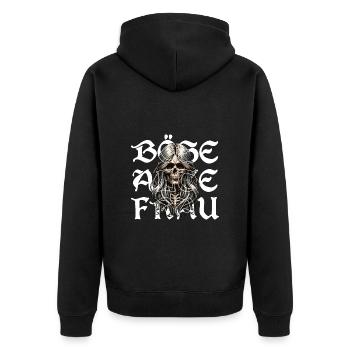 Böse alte Frau Skull - Unisex Premium Bio Zip Hoodie - Schwarz - Hinten - Nico (187cm)