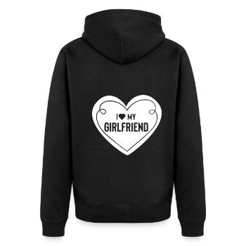 I love my girlfriend - Girlfriend Funny Gift - Unisex Premium Organic Zip Hoodie - black - Back - Nico (187cm)