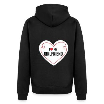 I love my girlfriend - Girlfriend Funny Gift - Unisex Premium Organic Zip Hoodie - black - Back - Nico (187cm)
