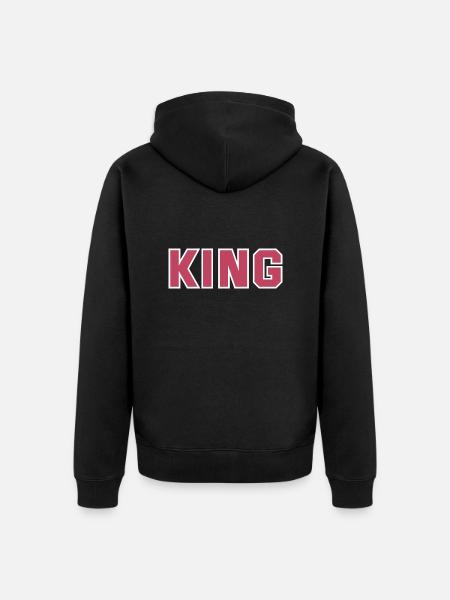 King rot Pärchenoutfit - Unisex Premium Bio Zip Hoodie - Schwarz
