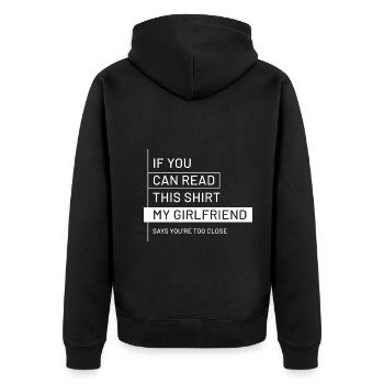 If You Can Read This My Girlfriend - Girlfriend - Unisex Premium Organic Zip Hoodie - black - Back - Nico (187cm)