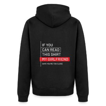 If You Can Read This My Girlfriend - Girlfriend - Unisex Premium Organic Zip Hoodie - black - Back - Nico (187cm)