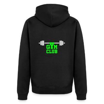 Gym club (Hantel) - Unisex Premium Bio Zip Hoodie - Schwarz - Hinten - Nico (187cm)