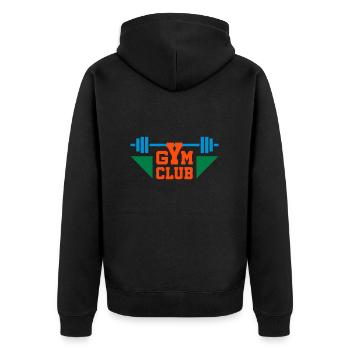 Gym club (Hantel, Dreiecke) - Unisex Premium Bio Zip Hoodie - Schwarz - Hinten - Nico (187cm)