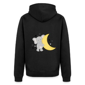 Little elephant with moon and stars - Unisex Premium Organic Zip Hoodie - black - Back - Nico (187cm)