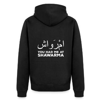 Shawarma - Unisex Premium Organic Zip Hoodie - black - Back - Nico (187cm)