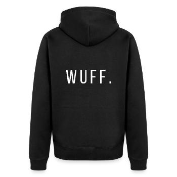Quotes Wuff LWBTFRQ - Unisex Premium Bio Zip Hoodie - Schwarz - Hinten - Nico (187cm)