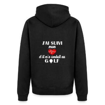 J'ai suivi mon coeur et il m'a conduit au golf - Veste à capuche bio Premium Unisexe - noir - Dos - Nico (187cm)
