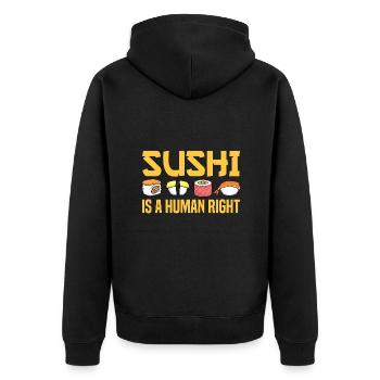 Sushi - Unisex Premium Bio Zip Hoodie - Schwarz - Hinten - Nico (187cm)