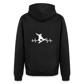 Snowboarding Heartbeat - Unisex Premium Bio Zip Hoodie - Schwarz - Hinten - Nico (187cm)