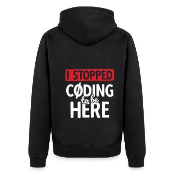 Software Ingenieur Informatiker Programmierer - Unisex Premium Bio Zip Hoodie - Schwarz - Hinten - Nico (187cm)