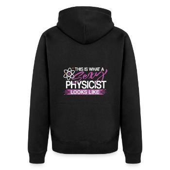 Physicist - Unisex Premium Organic Zip Hoodie - black - Back - Nico (187cm)