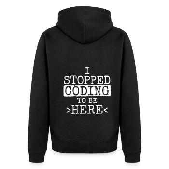 Software Ingenieur Informatiker Programmierer - Unisex Premium Bio Zip Hoodie - Schwarz - Hinten - Nico (187cm)