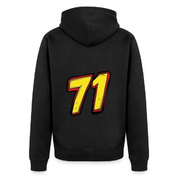 71 Zahl Comic - Unisex Premium Bio Zip Hoodie - Schwarz - Hinten - Nico (187cm)