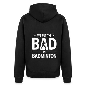 Badminton - Unisex Premium Bio Zip Hoodie - Schwarz - Hinten - Nico (187cm)