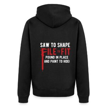 Maschinen-Bediener Maschinenführer Machinist - Unisex Premium Bio Zip Hoodie - Schwarz - Hinten - Nico (187cm)