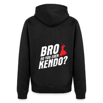 Japanischer Schwertkampf Kendo - Unisex Premium Bio Zip Hoodie - Schwarz - Hinten - Nico (187cm)
