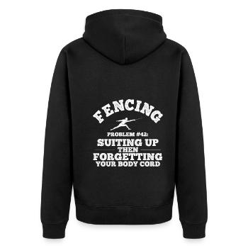 Fechten - Unisex Premium Bio Zip Hoodie - Schwarz - Hinten - Nico (187cm)