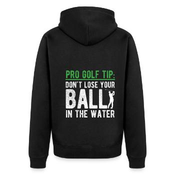 Golfplatz zum Golfen Golf - Unisex Premium Bio Zip Hoodie - Schwarz - Hinten - Nico (187cm)