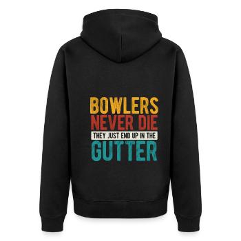 Bowling - Unisex Premium Bio Zip Hoodie - Schwarz - Hinten - Nico (187cm)
