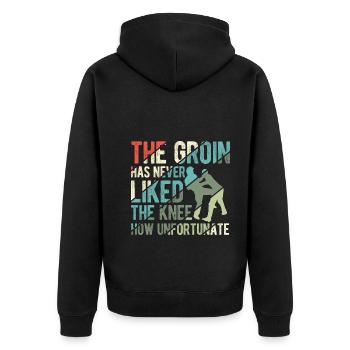 Israelischer Kampfsport Krav Maga - Unisex Premium Bio Zip Hoodie - Schwarz - Hinten - Nico (187cm)