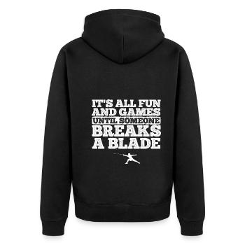 Fechten - Unisex Premium Bio Zip Hoodie - Schwarz - Hinten - Nico (187cm)