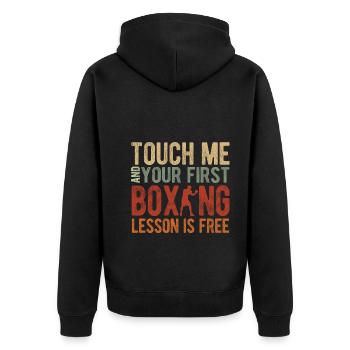 Boxsport Boxing - Unisex Premium Bio Zip Hoodie - Schwarz - Hinten - Nico (187cm)