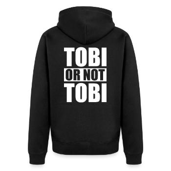 Tobi or not Tobi - Design - Unisex Premium Bio Zip Hoodie - Schwarz - Hinten - Nico (187cm)