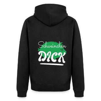 Schweinchen Dick - Unisex Premium Bio Zip Hoodie - Schwarz - Hinten - Nico (187cm)