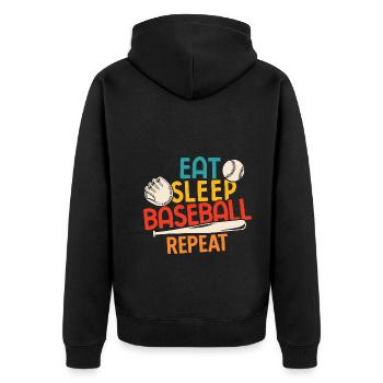 Baseball - Unisex Premium Bio Zip Hoodie - Schwarz - Hinten - Nico (187cm)