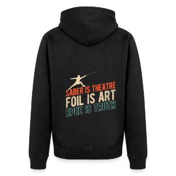 Fechten - Unisex Premium Bio Zip Hoodie - Schwarz - Hinten - Nico (187cm)