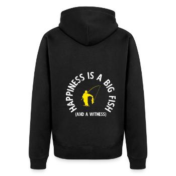 Angler Spruch zum Angeln Angel - Unisex Premium Bio Zip Hoodie - Schwarz - Hinten - Nico (187cm)