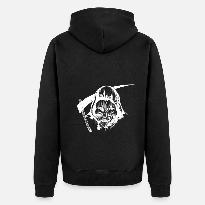 Creepy Grim Reaper - Crâne d’Halloween - Veste à capuche bio Premium Unisexe - noir