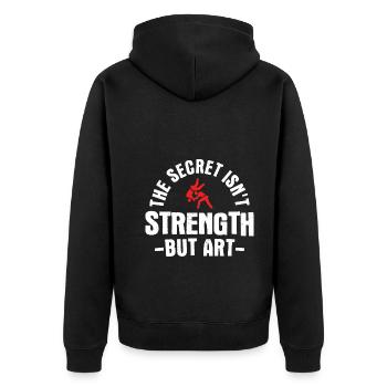 Japanischer Kampfsport Judo - Unisex Premium Bio Zip Hoodie - Schwarz - Hinten - Nico (187cm)