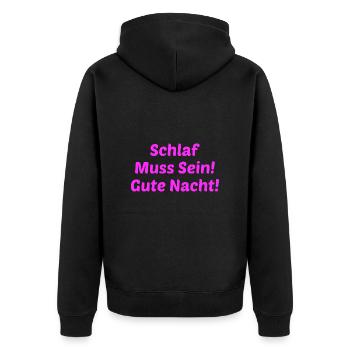 Schlafen Langschläfer Schlaf Morgenmuffel - Unisex Premium Bio Zip Hoodie - Schwarz - Hinten - Nico (187cm)