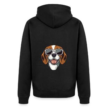 cool cute beagle dog with sunglasses :) - Unisex Premium Organic Zip Hoodie - black - Back - Nico (187cm)