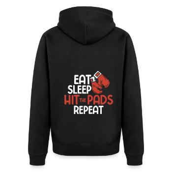 Boxsport Boxing - Unisex Premium Bio Zip Hoodie - Schwarz - Hinten - Nico (187cm)