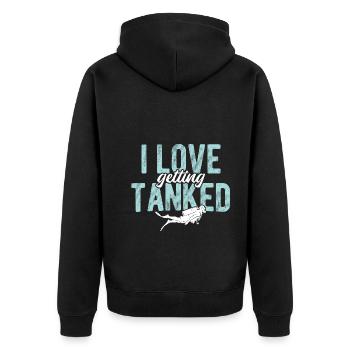 Apnoetaucher Freitaucher Taucher - Unisex Premium Bio Zip Hoodie - Schwarz - Hinten - Nico (187cm)