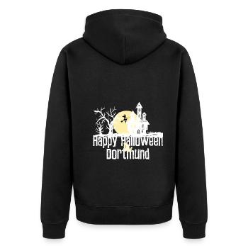 Happy Halloween in Dortmund Stadtnamen Design - Unisex Premium Bio Zip Hoodie - Schwarz - Hinten - Nico (187cm)