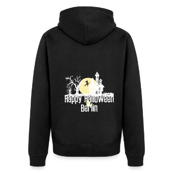 Happy Halloween in Berlin Stadtnamen Design - Unisex Premium Bio Zip Hoodie - Schwarz - Hinten - Nico (187cm)