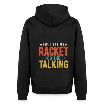 Tennisplatz Spruch Für Tennis - Unisex Premium Bio Zip Hoodie - Schwarz - Hinten - Nico (187cm)