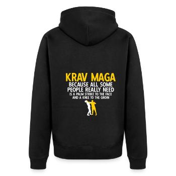 Israelischer Kampfsport Krav Maga - Unisex Premium Bio Zip Hoodie - Schwarz - Hinten - Nico (187cm)