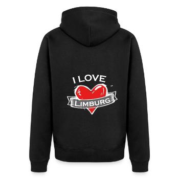 Limburg - Ich liebe Stadtnamen in Tattoo Stil - Unisex Premium Bio Zip Hoodie - Schwarz - Hinten - Nico (187cm)