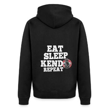 Japanischer Schwertkampf Kendo - Unisex Premium Bio Zip Hoodie - Schwarz - Hinten - Nico (187cm)