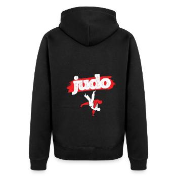 Japanischer Kampfsport Judo - Unisex Premium Bio Zip Hoodie - Schwarz - Hinten - Nico (187cm)