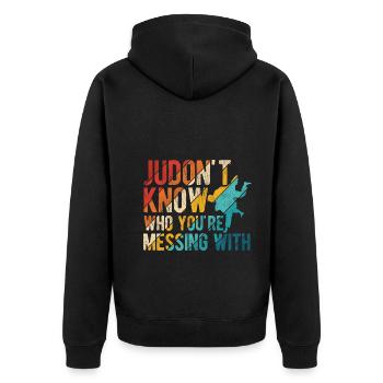 Japanischer Kampfsport Judo - Unisex Premium Bio Zip Hoodie - Schwarz - Hinten - Nico (187cm)